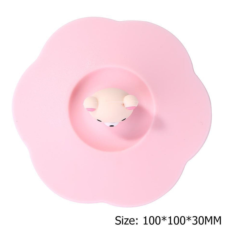 Torx Silicone Cup Cover Heat-resistant Leak Proof Cartoon Lid (Pink Head)
