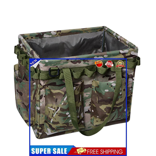 Wide Mouth Tool Bag - Large Capacity Camping Container Storage (Army Green)