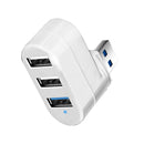 Mini Rotatable 3 Port USB Hub U Disk Reader Splitter for PC (USB 3.0 White)