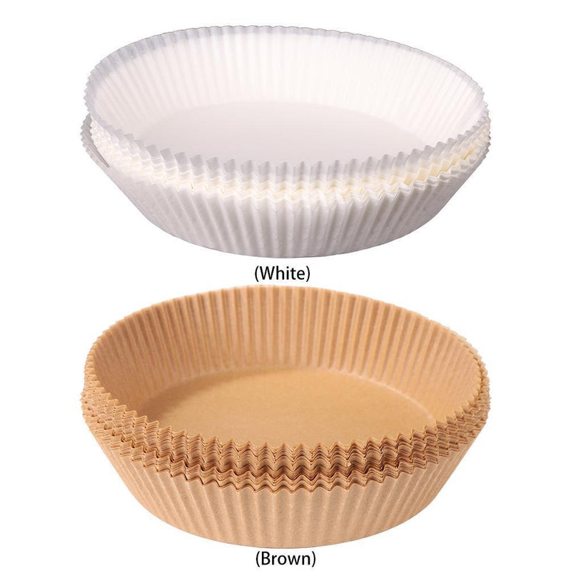 50pcs Air Fryer Liner Mat Wood Pulp Steamer Paper Oven Baking Mats (Brown)