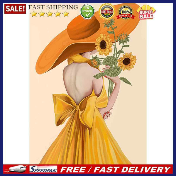 11CT Sunflower Girl Pattern Cross Stitch Printing Full Embroidery Kit Needlew