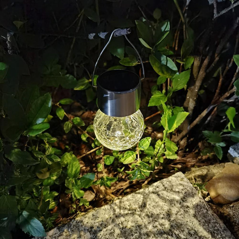 5pcs LED Solar Lamp Cracked Glass Ball Hanging Light Waterproof Decor(B)