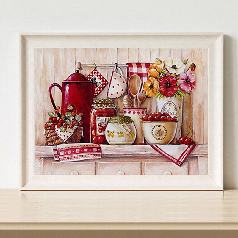 Kitchen Cups Paint By Numbers Kit DIY Frameless Acrylic Picture On Canvas