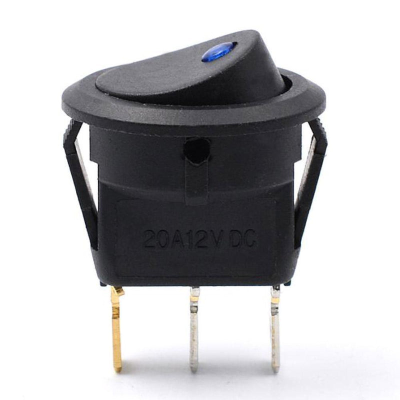 3 Models LED DIY Round Light Rocker Switch Power Button Switches (Blue)