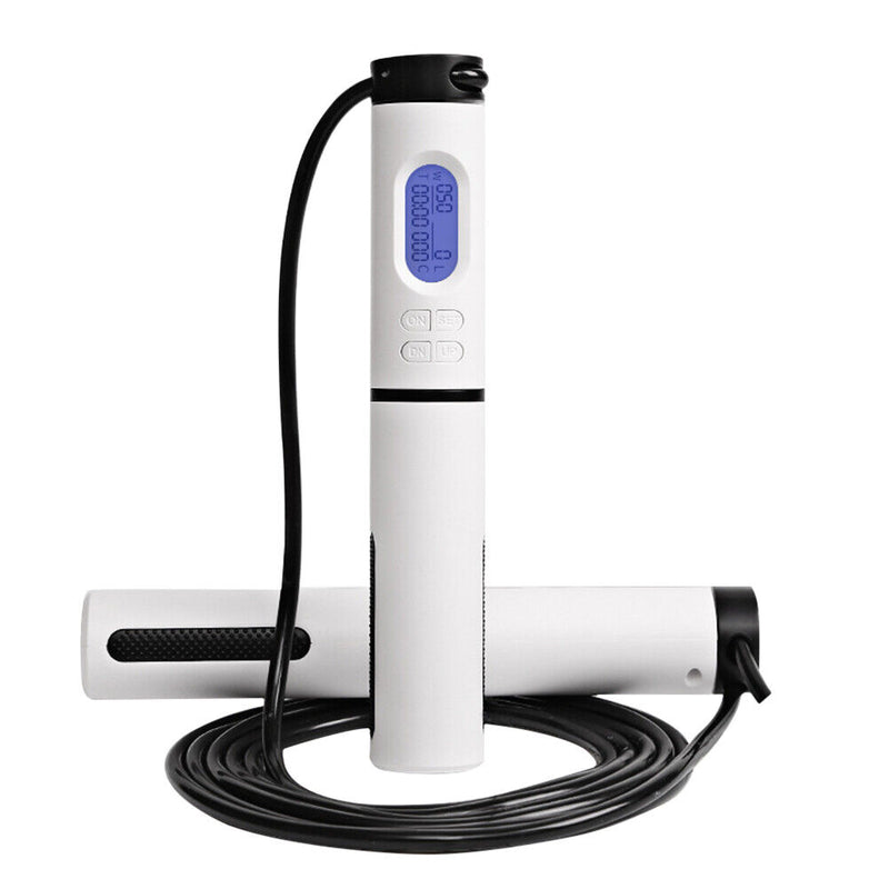 Smart Skipping Rope Counter Exercise Student Sports Jump Rope (Black White)