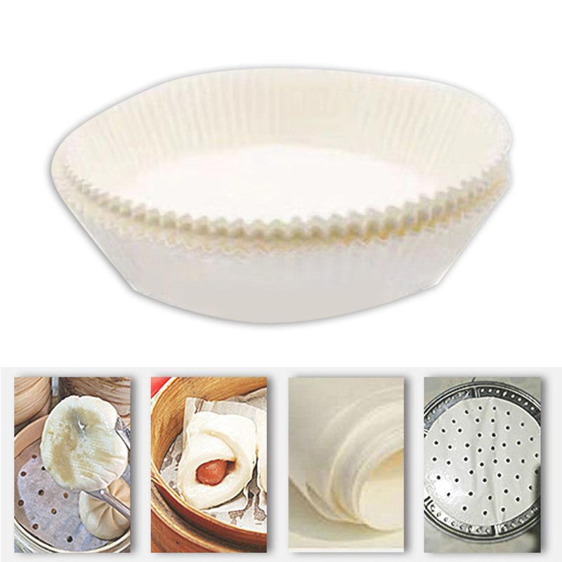 150x Air Fryer Paper Liner Non Stick Steaming Wood Pulp Paper Mats (Beige)