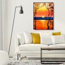 Painting By Numbers Kit DIY Sunset Tree Hand Painted Canvas Oil Art Picture