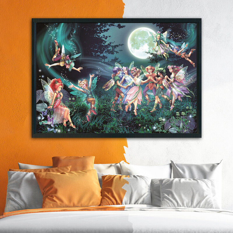 80x58cm DIY Stamped Cross Stitch Kit Fairy in Moon 11CT 3 Beaches Needlework Set