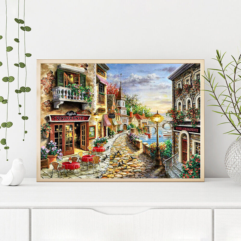 Oil Paint By Numbers Street Scene Frameless Picture Craft Kit for Living Room