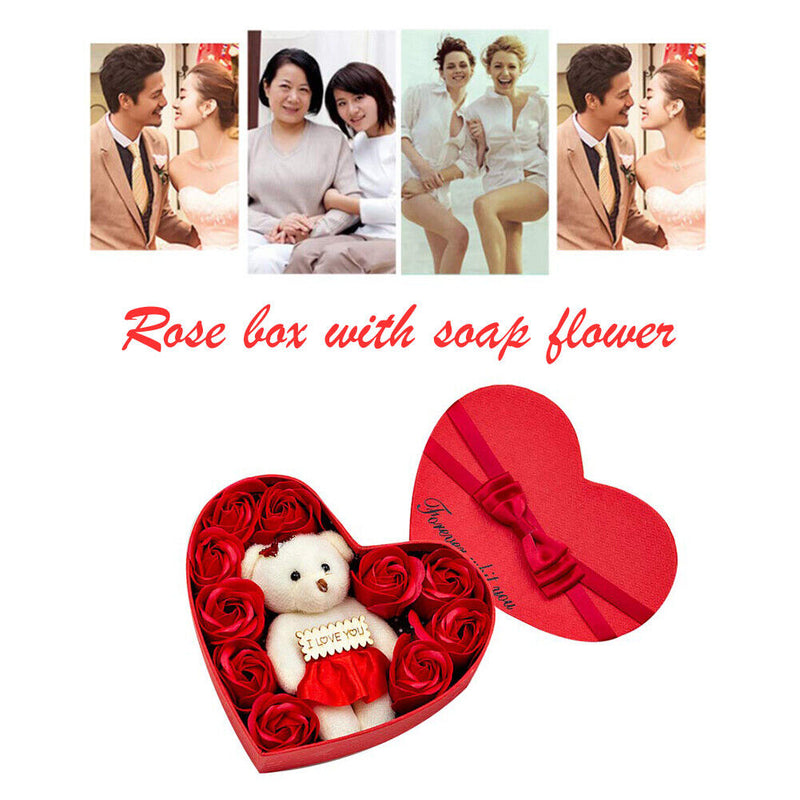 10pcs Rose Flowers Bear Gift Box Xmas Birthday Valentine Wedding Gifts Newly