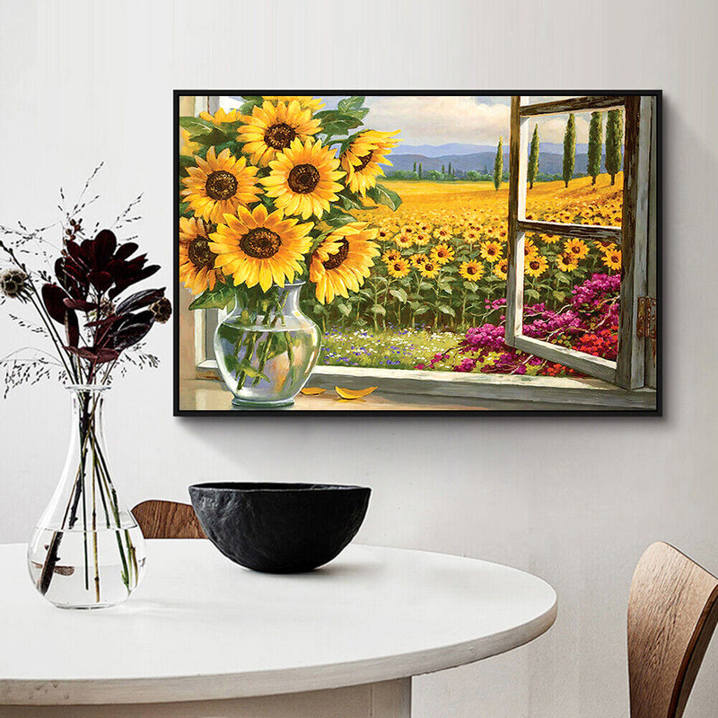 5D Full Round Drill Sunflower Diamond Painting Kit for DIY Home Art Decoration