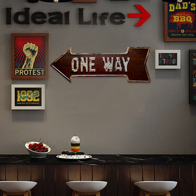 ONE WAY Metal Retro Tin Sign Art Poster Iron Painting Home Decor Accessories