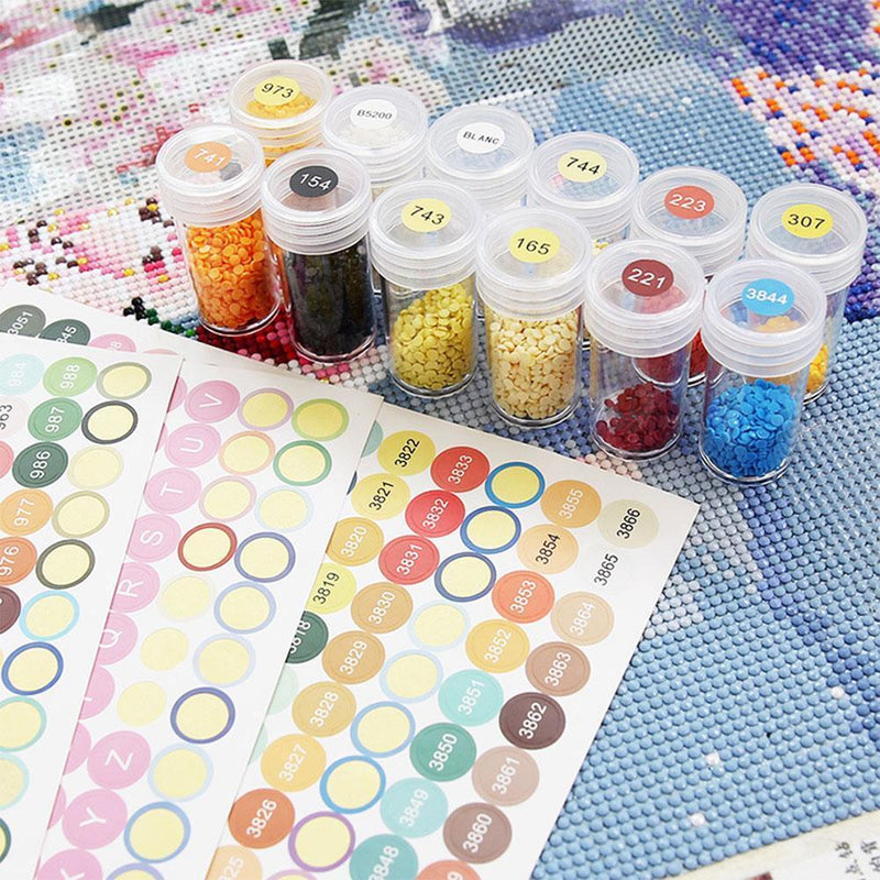 Number Label Stickers for Diamond Painting Storage Box Bottle (Black White)