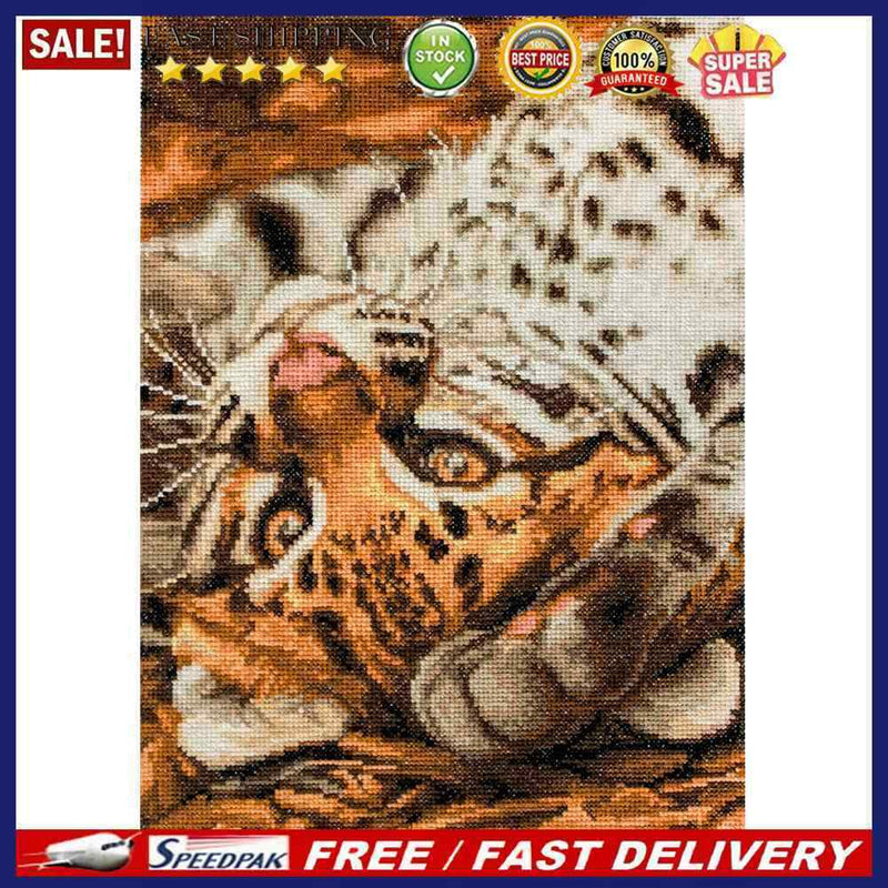 Full Embroidery Stamped Baby leopard DIY 11CT Eco-Cotton Thread Cross Stitc
