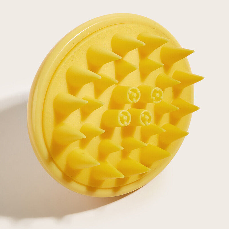 Silicone Head Body Massage Brush Hair Washing Clean Comb Hair Care (Yellow)