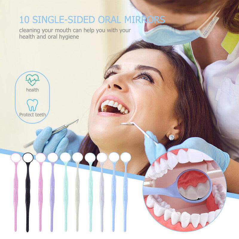 10pcs Dental Double Sided Mouth Mirrors Autoclavable Surface Exam Reflectors