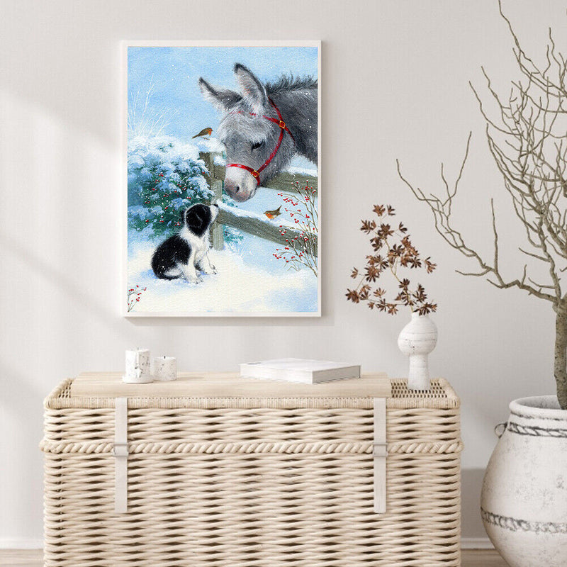 Snow Donkey Oil Paint By Numbers Kits Canvas Picture DIY Wall Art Craft Decor