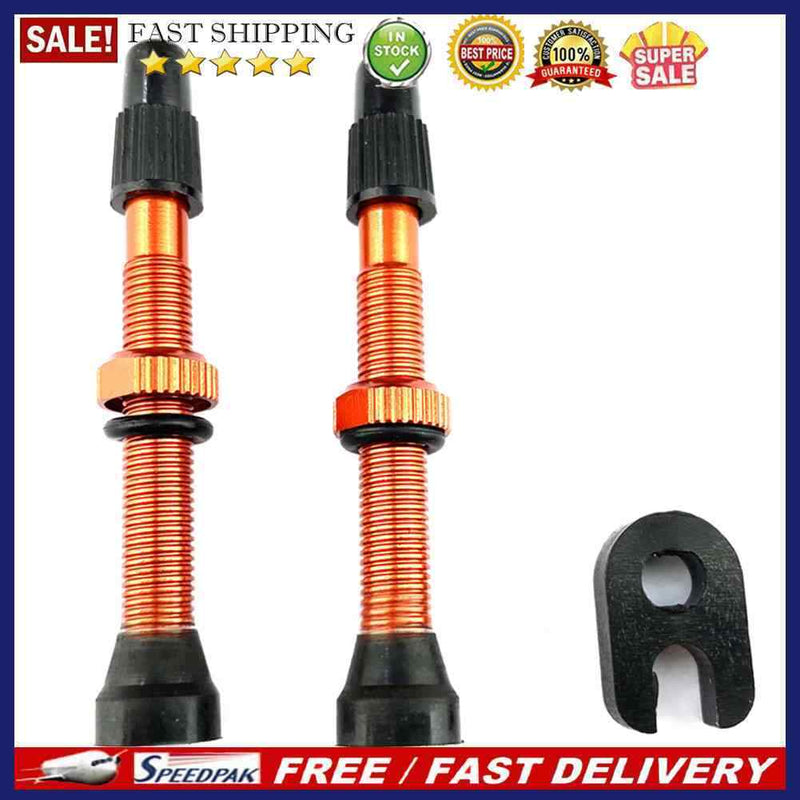 1 Pair 60mm Alloy Stem Presta Valve + Tool for Road Mountain Bike Tubeless Ti