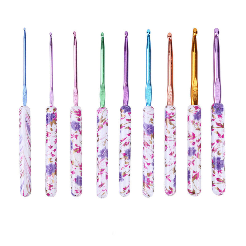 9pcs Knitting Needles Handmade Crafts Aluminum Crochet Set for Sewing Weave Tool