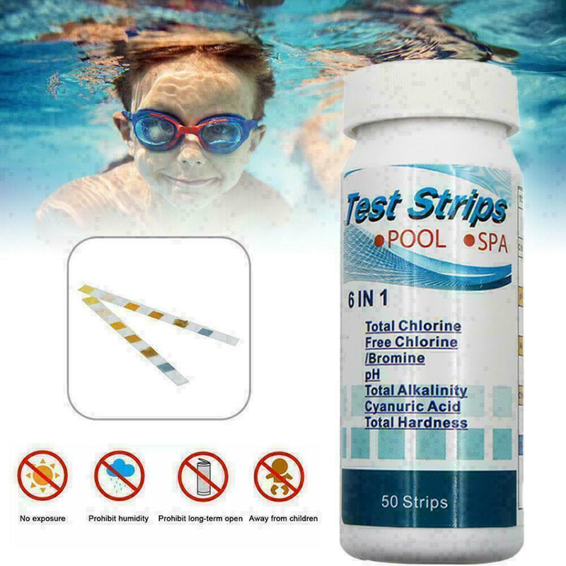6 In 1 50pcs Water Test Strips Swimming Pool Test Strips E6M8 Testing L7H6 S7Y5