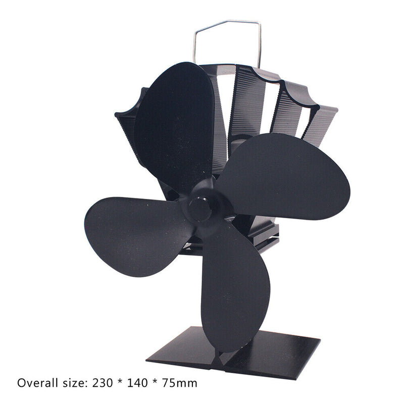 4-Blade Heat Distribution Wood Fireplace Fans Energy-Saving Thermal Stove Fan
