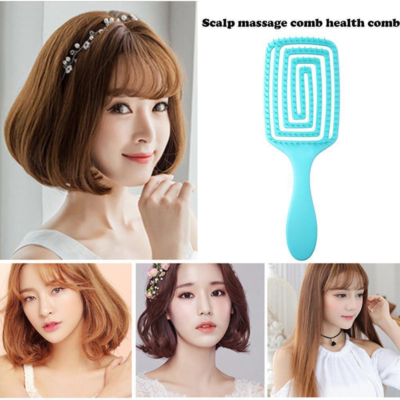 Hollow Hair Brush Scalp Massage Comb Hairdressing Styling Hairbrush (Green)