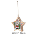 Wooden Christmas Star Xmas Tree Ornament Halloween Decorations LED Light Craft