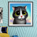 5D DIY Full Round Drill Diamond Paint Cute Cat Mosaic Rhinestone Drawing Picture