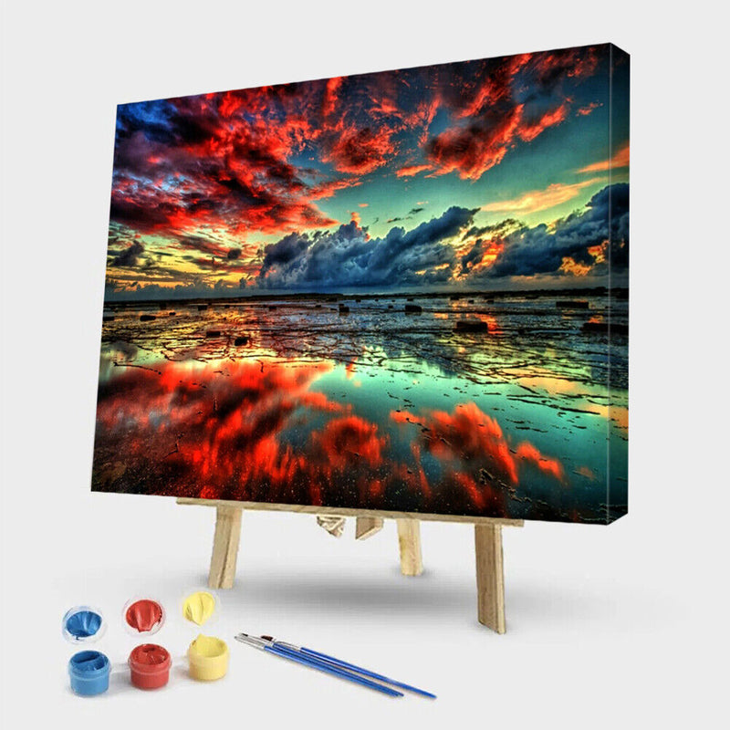 Painting By Numbers DIY Red Cloud Canvas Oil Art Picture for Home Room Decor Kit