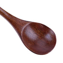 Long Handle Wooden Spoon Dessert Coffee Stirring Spoon(Brown)(Khaki thread)