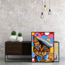 Frameless Oil Paint By Numbers DIY Cat Hat Picture Craft Kit for Living Room