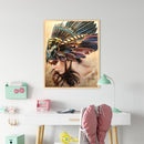 Girl with Feathers Oil Paint By Numbers DIY Handpainted on Canvas Wall Art