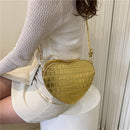 Love Heart-shaped Crossbody Bag PU Leather Women Fashion Stone Pattern Purse