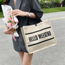Fashion Simple Letters Women Linen Totes Handbags Casual Shopping Shoulder Bag