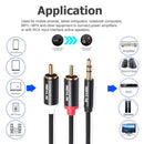 3pcs 3.5mm Jack Male to 2 RCA Aux Cable Cotton Braided (0.5 m)
