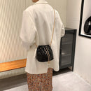 Fashion Rhombic Crossbody Bucket Bag Women Drawstring Chain Shoulder Handbags