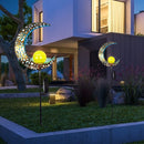 Solar LED Sun Moon Flame Light Retro Iron Landscape Lawn Lamps (A)(Blue) Newly