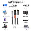 3.5mm Female to 2 RCA Male Audio Cable Adapter for MP3 Player Amplifiers