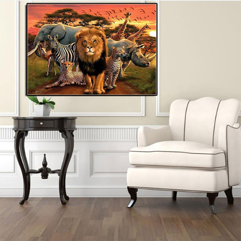 Animal Lion 5D Diamond DIY Painting Kit Home Decor Craft 40 x 30cm