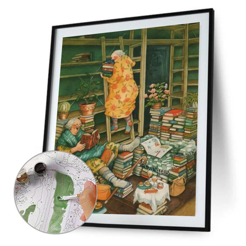 Oil Paint By Numbers Painting Kit Old Lady Friend 40x50cm No Frame (140581)