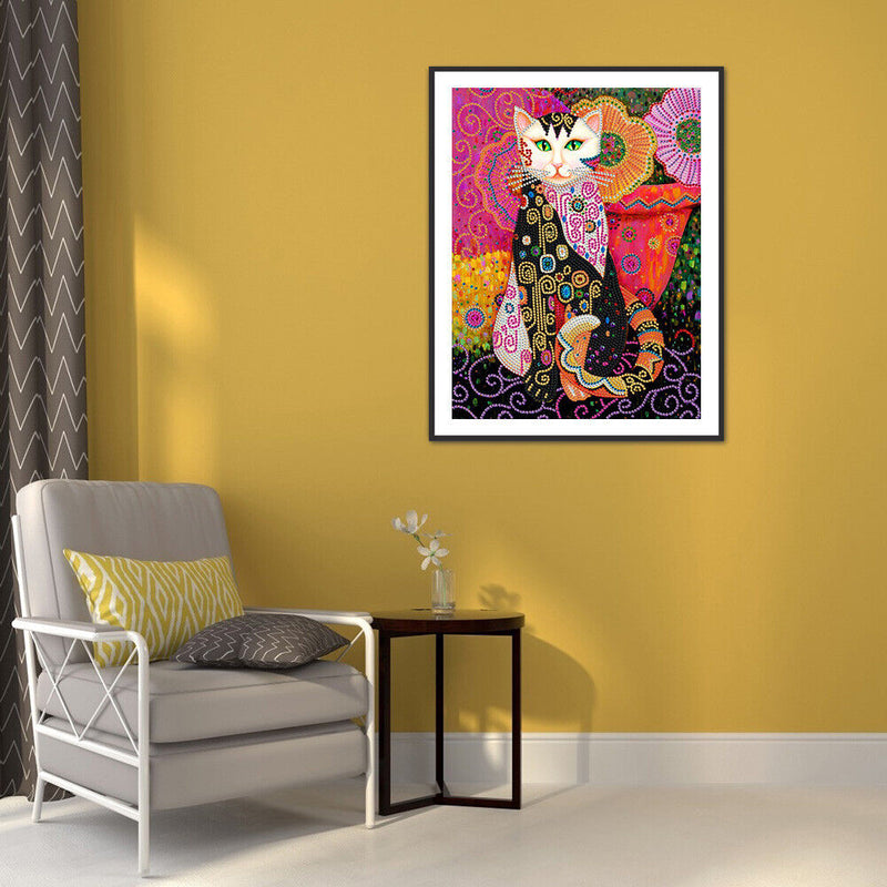 5D Diamond Painting Kit Cat Partial Special Shape Drill DIY Craft Mosaic Picture