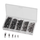 250pcs Ball Bearing Swirl Solid Ring Fishing Hook Connector + Plastic Box