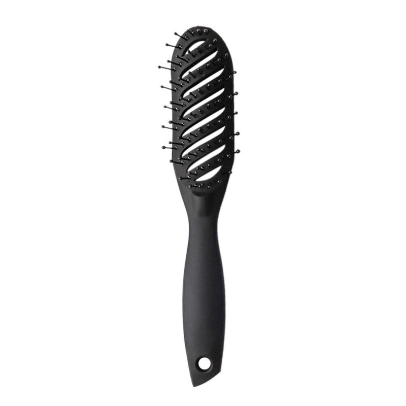 Curved Anti-Static Hair Massage Comb Salon Wet Dry Styling Brush (Black) Newly