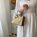 Straw Shoulder Bag Summer Beach Lace Splicing Woven Women Crossbody Handbags