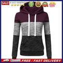 Pullover Casual Women Long Sleeve Hit Color Stitching Drawstring Winter Hoodies
