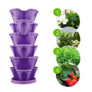 Strawberry Planter Pot Stackable Flowerpots Plants Seedling Holder (Purple)