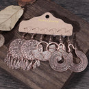 Jewelry Ethnic Geometric Drop Dangle Circle Leaf Tassel Fringe Earrings Set