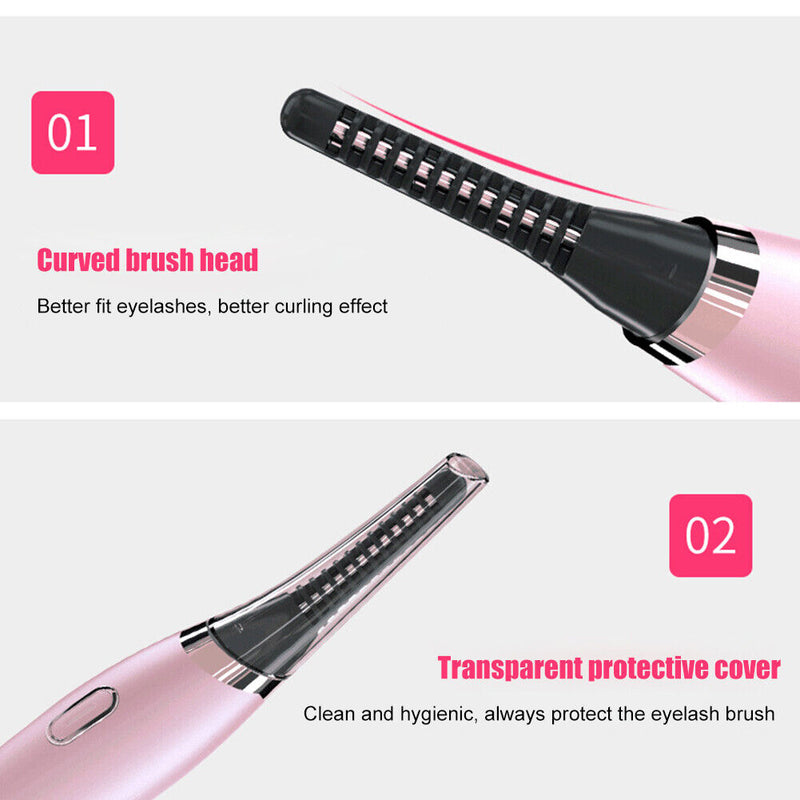 Long Lasting Electric Heated Eyelash Curler Applicator Makeup Tools (Pink) Newly