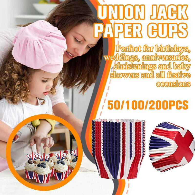 50 Union Jack Cupcake Cases Baking Supplies Muffin Cake Platinum Jubilee Q9A5