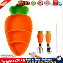Stainless Steel Silicone Carrot Cutlery Feeding Plate Training Spoon Set Newly